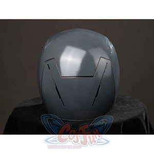 Daredevil: Born Again Bullseye cosplay helmet back view focuses on the smooth gray shell and subtle panel lines