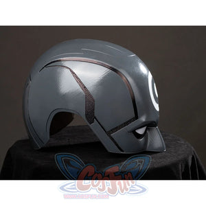 Daredevil: Born Again Bullseye cosplay helmet rear side view shows sculpted gray panels around the back opening