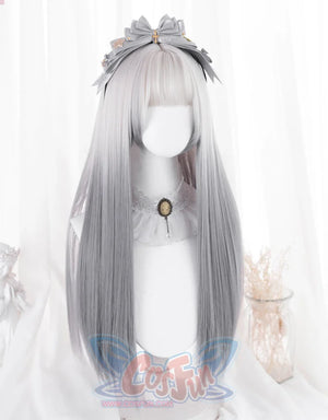 Gradual Change Long Straight Hair Lolita Wig S22323 Grey And White 67CM