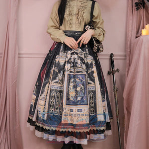 Egypt Style Gorgeous Side Opening Lolita Printed Skirt - cosfun