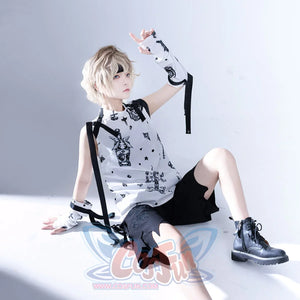 Vintage Gothic Straight Irregular Slim Shorts S22483