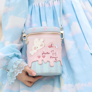 Sweet and Lovely Rabbit Embroidered Crossbody Bucket Bag