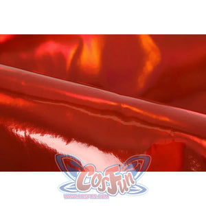 Diana Prince cosplay red PU leather swatch reflects a glossy metallic finish for armor panels