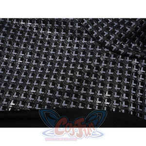Doctor Doom cosplay sleeve material detail with a dense black and silver-gray pattern.