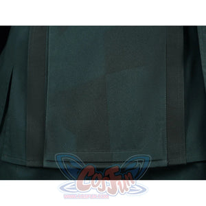 Doctor Doom cosplay tunic front hem with clean rectangular panels and dark edging.