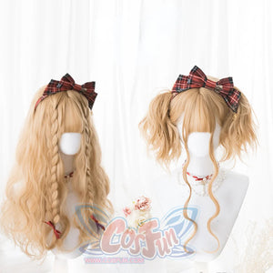 Harajuku Style Soft Girl Long Brunches Curly Wig S22902 White Tea Color