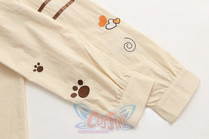 College Style Cute Cartoon Bear Tie Shirt