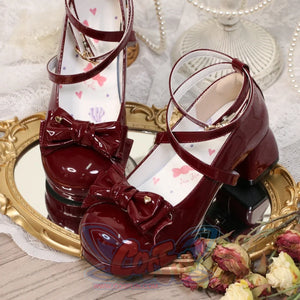 Sweet Round Toe Middle-heeled Lolita Shoes 34 / Red