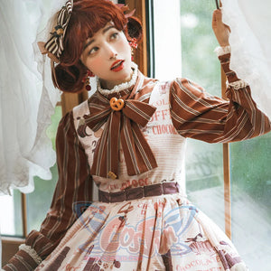 Chocolate Daily Sweet Lolita Stripe Long Sleeve Shirt