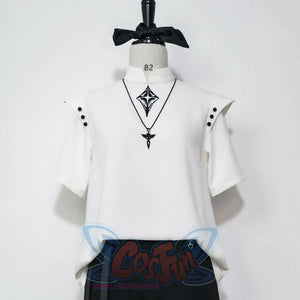 Summer Embroidered Slim Short-sleeved Top L / White