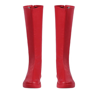 COSFUN Elektra Natchios cosplay boots arrive as a tall red pair designed to match the character’s classic fighter aesthetic.