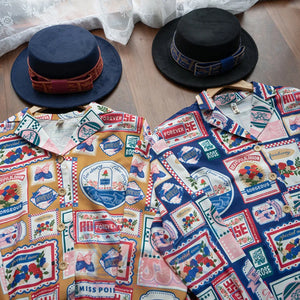 American Style Vintage Daily Lolita Printed Shirt - cosfun