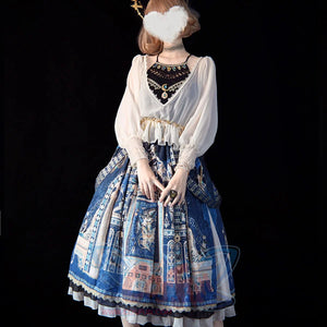 Egypt Style Gorgeous Side Opening Lolita Printed Skirt - cosfun