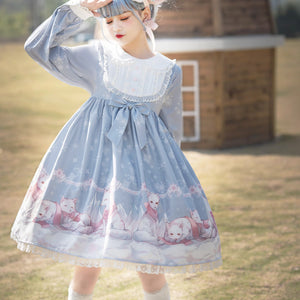 Snow Fox Lolita Long Sleeve Dress