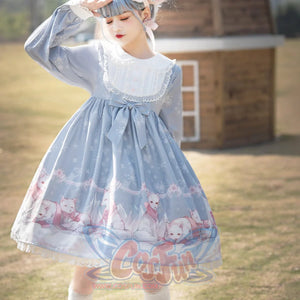 Snow Fox Lolita Long Sleeve Dress