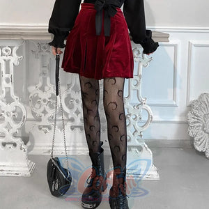 Fashion Hollow Fishnet Sexy Argyle Black Moon Mesh Stockings J40709 Stockings&socks