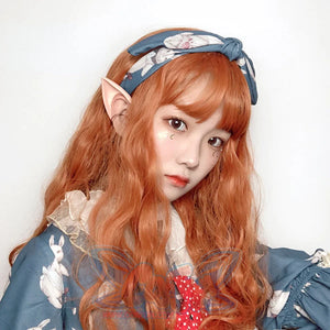 Soft Girl Harajuku Style Long Brunches Curly Wig Pumpkin Color