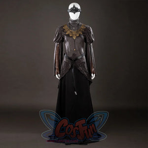 Dark Souls III Fire Keeper cosplay costume without cloak reveals puff sleeves and a lace-trimmed bodice