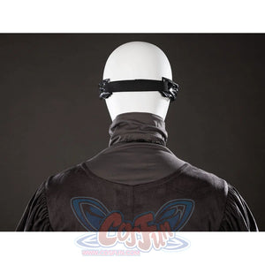 Dark Souls III Fire Keeper cosplay mask back view shows a black strap secured behind the filigree frame