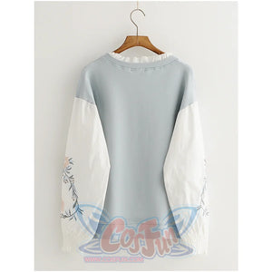 Flower Embroidery Patchwork Fake Two-Piece Sweatshirt Mp006016