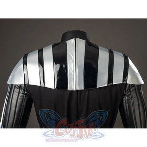 Galactic Saga Darth Vader Anakin cosplay back shoulder armor detail sets silver striped plates above the black cape