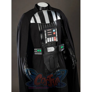 Galactic Saga Darth Vader Anakin cosplay chest panel close-up sets colored control blocks over glossy black armor
