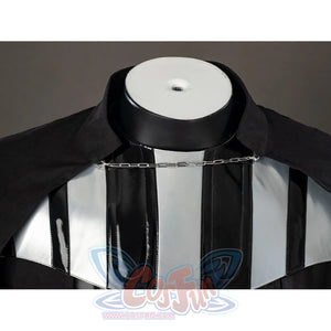 Galactic Saga Darth Vader Anakin cosplay collar chain detail sits between black neck straps and silver shoulder armor