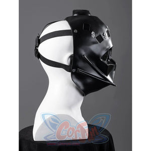 Galactic Saga Darth Vader Anakin cosplay helmet side strap view secures the black face shell against adjustable bands