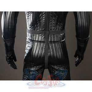 Galactic Saga Darth Vader Anakin cosplay bodysuit back detail stacks ribbed black panels across the waist and sleeves