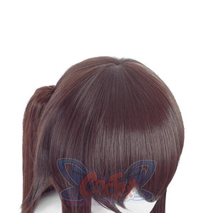 Hu Tao cosplay wig, close-up of synthetic fibers, heat resistant and silky texture