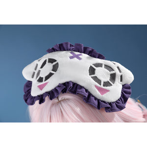 Genshin Impact Citlali cosplay sleep mask detail pairs plush motifs with purple ruffles.