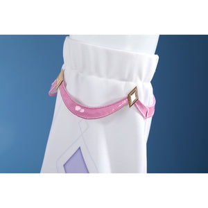Genshin Impact Citlali cosplay costume wrist cuff with pink trim and gold diamond accents.