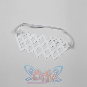 Genshin Impact Columbina cosplay eye mask forms a white lattice pattern on a slim elastic band.