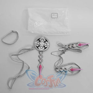 Genshin Impact Columbina cosplay cape accessories set centers a gem pendant on braided silver cord.