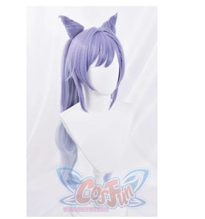 Genshin Impact Keqing Cosplay Wig Gradient Purple Long Curly Ponytails Hair C00003 Wigs
