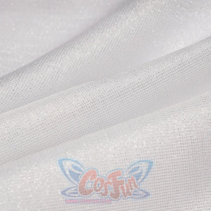 Genshin Impact Tartaglia cosplay underlayer traces fine folds across a shimmering white mesh fabric panel.