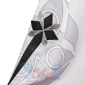 Genshin Impact Tartaglia cosplay applique drops a black glitter and silver metallic star-shaped patch with a descending tail.