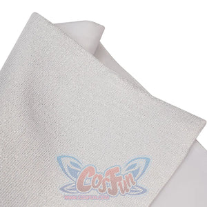 Genshin Impact Tartaglia cosplay fabric close-up centers sparkling silver textile texture across the costume surface.