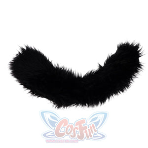 Genshin Impact Tartaglia cosplay fur collar frames a crescent-shaped black shaggy faux fur neckline accessory piece.