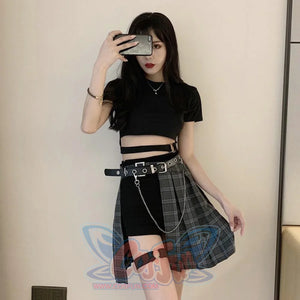 Gothic Irregular High Waist Plaid Skirt Mp006149 Dress