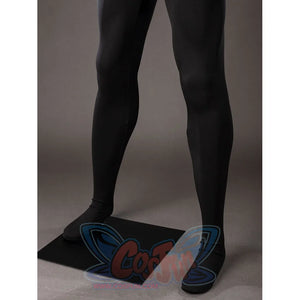 Green Lantern Guy Gardner cosplay bodysuit leg detail keeps the black stretch fabric clean through the lower suit.