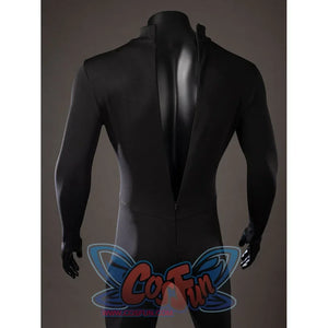 Green Lantern Guy Gardner cosplay bodysuit back detail opens at the neckline above black stretch panels.