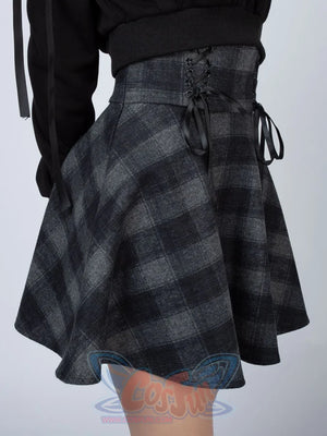 High Waist Plaid Lace Up Skirt Brigitte Mp006000 Skirt