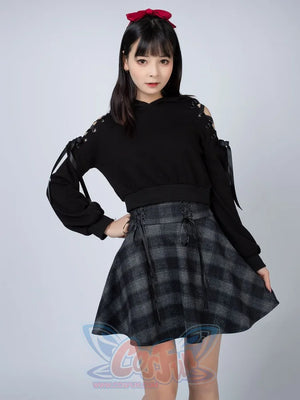 High Waist Plaid Lace Up Skirt Brigitte Mp006000 Skirt