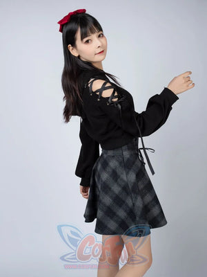 High Waist Plaid Lace Up Skirt Brigitte Mp006000 Skirt