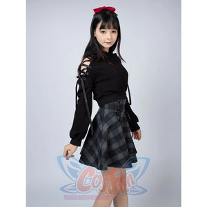 High Waist Plaid Lace Up Skirt Brigitte Mp006000 Skirt