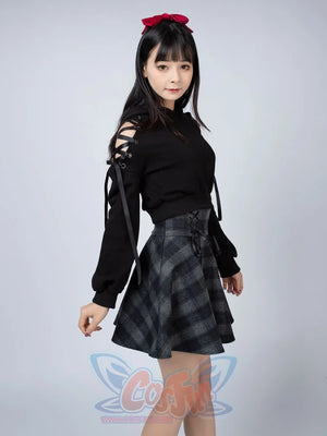 High Waist Plaid Lace Up Skirt Brigitte Mp006000 Skirt