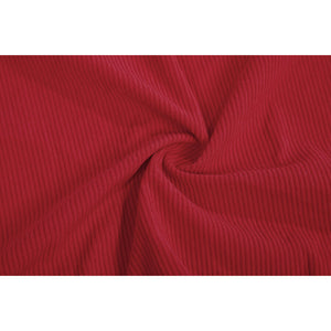 Close-up of red fabric swatch for Homelander cosplay costume from The Boys
