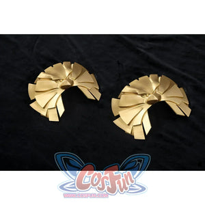The Boys Homelander cosplay shoulder armor pair places layered gold-tone plates in matching left and right shapes.