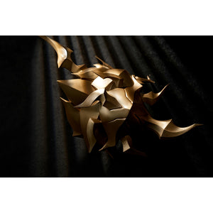Honkai Star Rail Khaslana cosplay gold prop detail shows a spiked molded piece for the costume